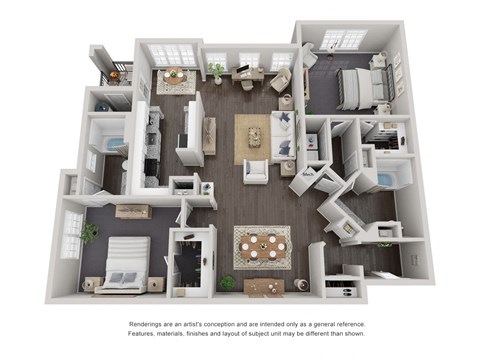 2 Bed 2 Bath Floor Plan | 1,273 Sq. Ft. 2 Bed 2 Bath Floor Plan | 1,273 Sq. Ft. at Willowest in Lindbergh, Georgia, 30318
